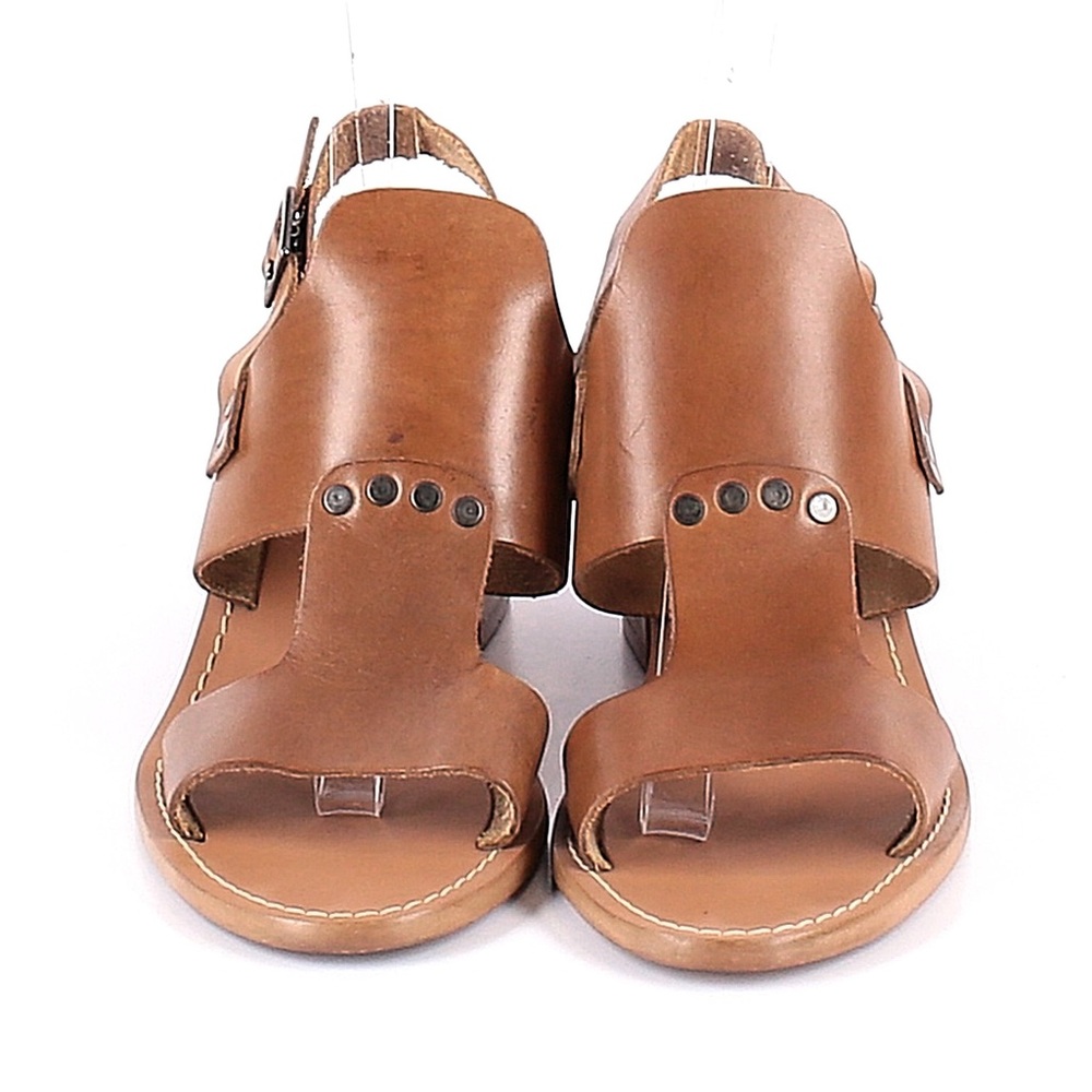 Women’s Tan Leather Open-Toe Heels